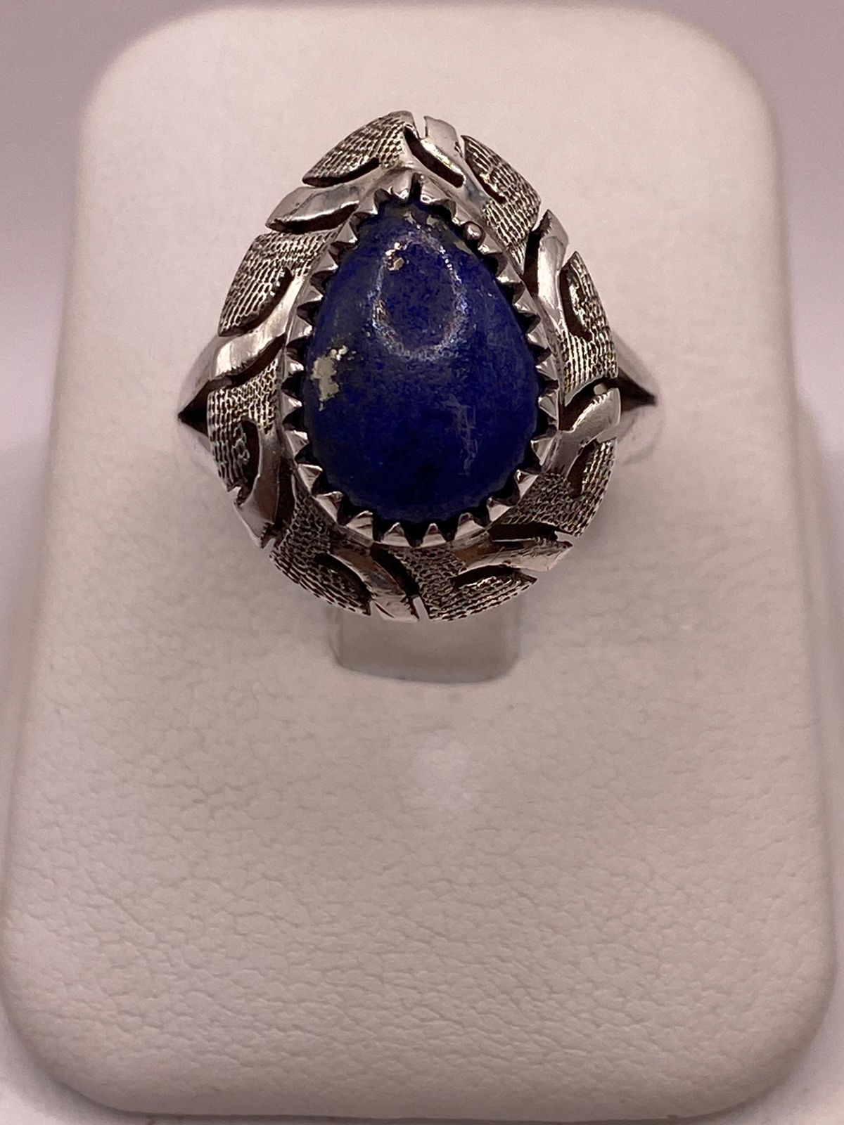Anillo de Plata Ley 925 con Lapislázuli, vista frontal