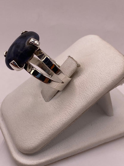 Anillo de Plata Ley 925 con Lapislázuli, vista lateral