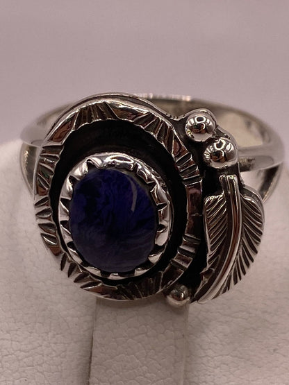 Anillo de Plata Ley 925 con Lapislázuli y Diseño Navajo de Pluma, sello de autenticidad Plata Ley .925