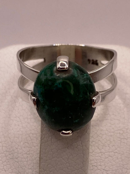 Anillo de Plata Ley 925 con Malaquita Natural, sello de autenticidad Plata Ley .925