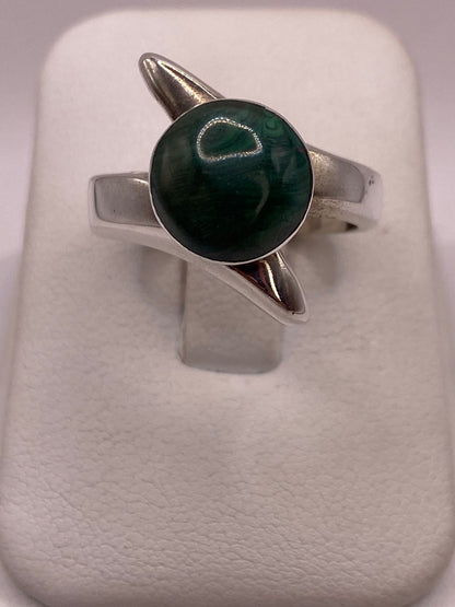Anillo de Plata Ley 925 con Malaquita Natural, vista superior