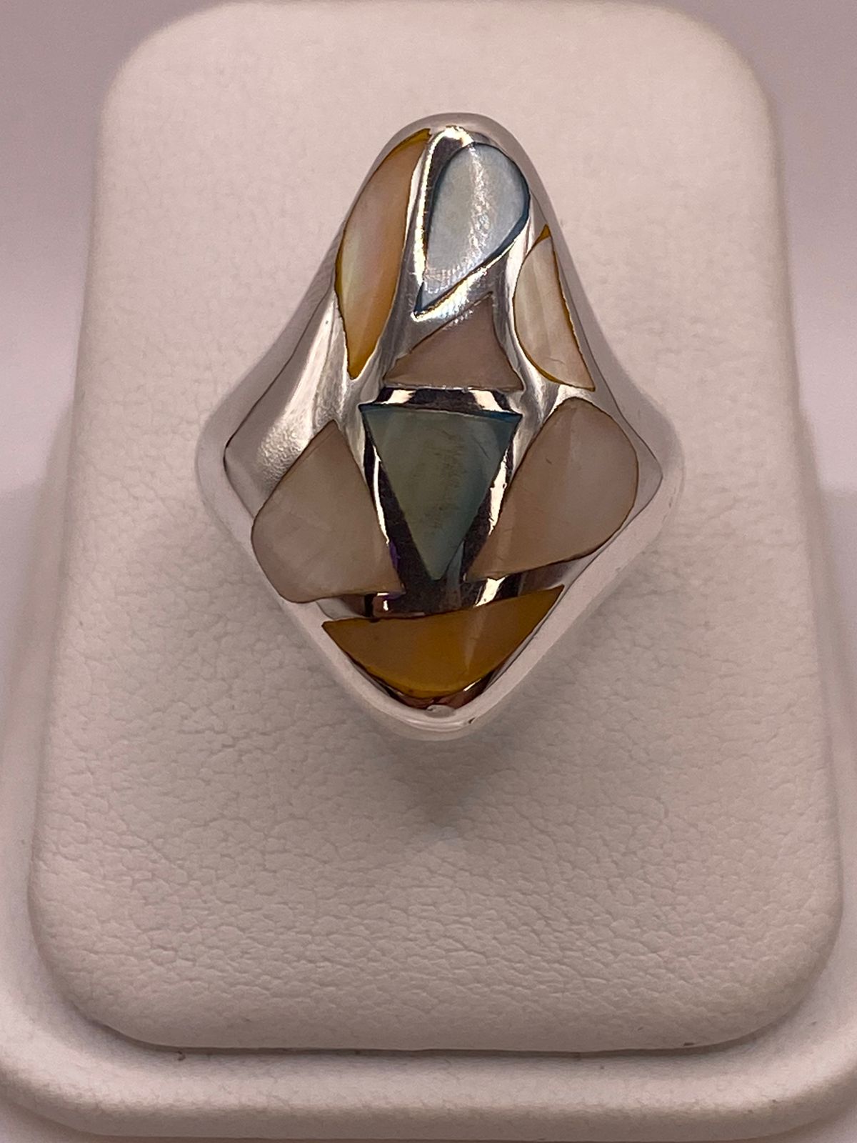Anillo de Plata Ley 925 con Nácar Natural, vista superior