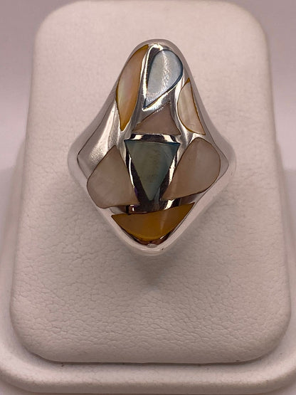 Anillo de Plata Ley 925 con Nácar Natural, vista superior