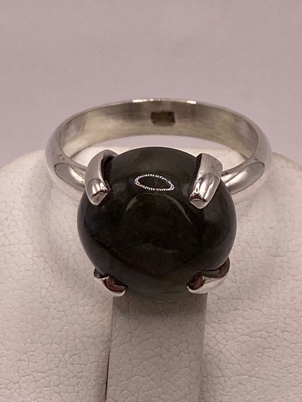 Anillo de Plata Ley 925 con Obsidiana Natural, sello de autenticidad Plata Ley .925