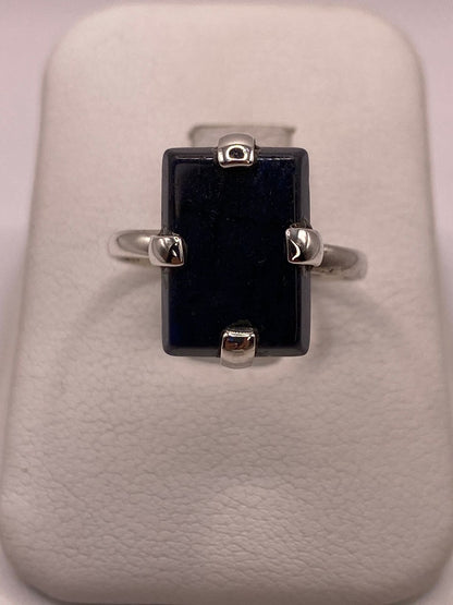 Anillo de Plata Ley 925 con Ónix Negro Natural, vista frontal