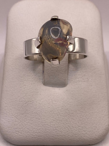 Anillo de Plata Ley 925 con Ópalo de Fuego, vista frontal