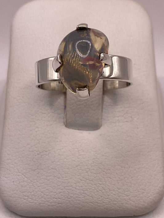 Anillo de Plata Ley 925 con Ópalo de Fuego, vista frontal