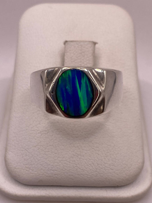 Anillo de Plata Ley 925 con Ópalo de Fuego, vista frontal
