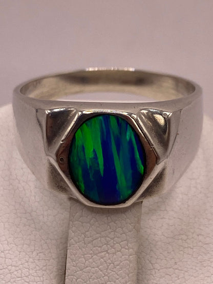 Anillo de Plata Ley 925 con Ópalo de Fuego, sello de autenticidad Plata Ley .925