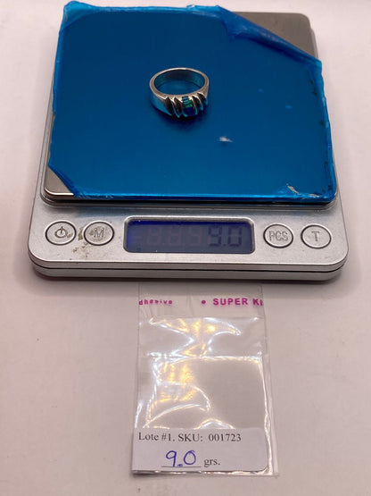 Anillo de Plata Ley 925 con Ópalo de Fuego Azul, peso en gramos (báscula)