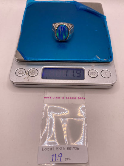 Anillo de Plata Ley 925 con Ópalo de Fuego Azul, peso en gramos (báscula)