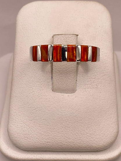 Anillo de Plata Ley 925 con Ópalo de Fuego Naranja, vista de detalle