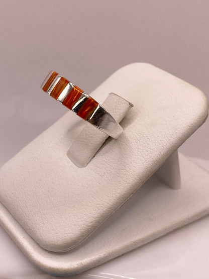 Anillo de Plata Ley 925 con Ópalo de Fuego Naranja, vista lateral