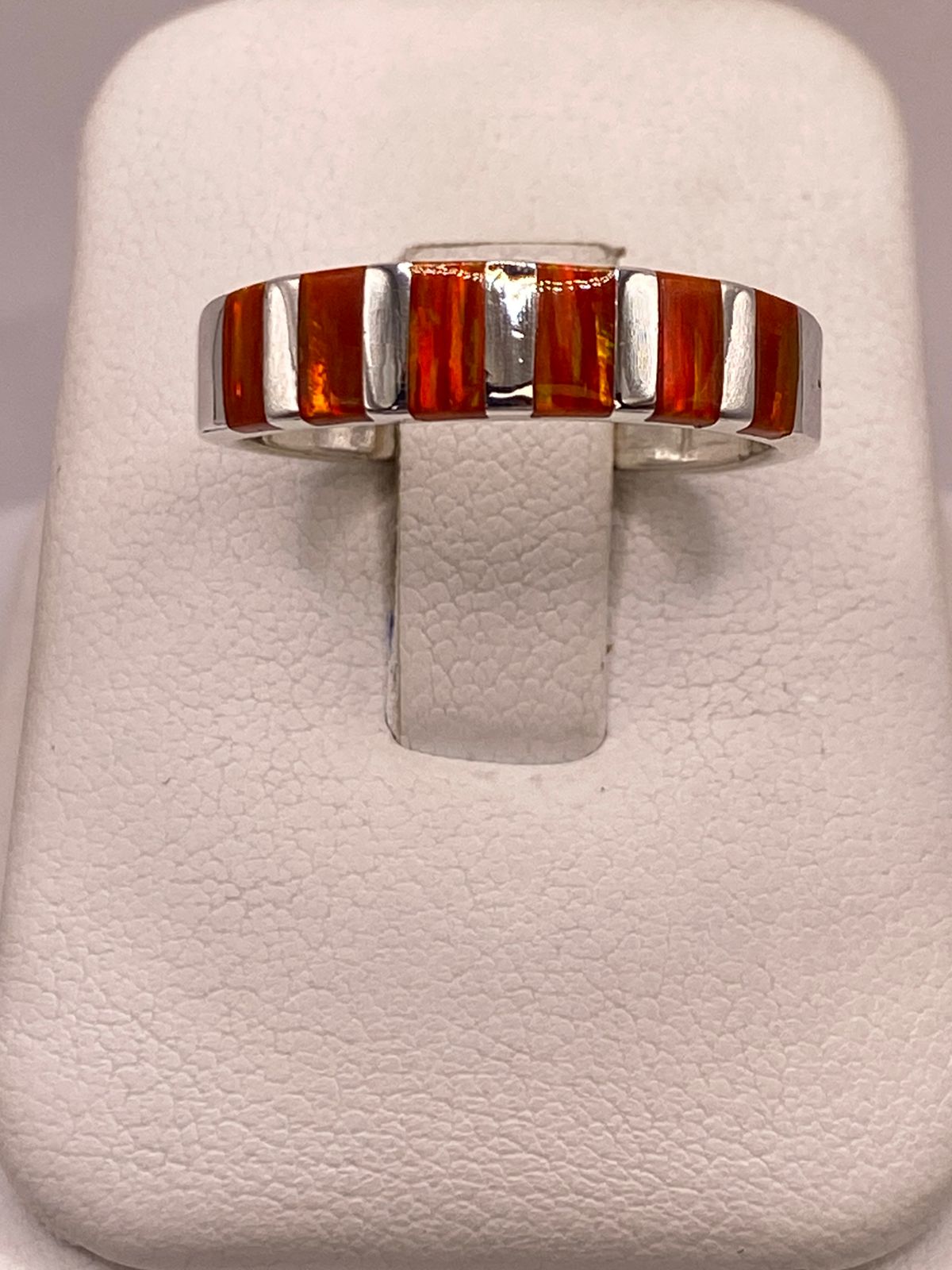 Anillo de Plata Ley 925 con Ópalo de Fuego Naranja, vista frontal