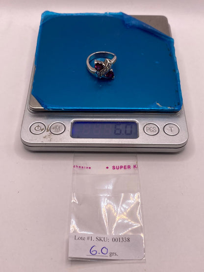 Anillo de Plata Ley 925 con Ópalo de Fuego, Zirconias y Piedras Fucsia, peso en gramos (báscula)