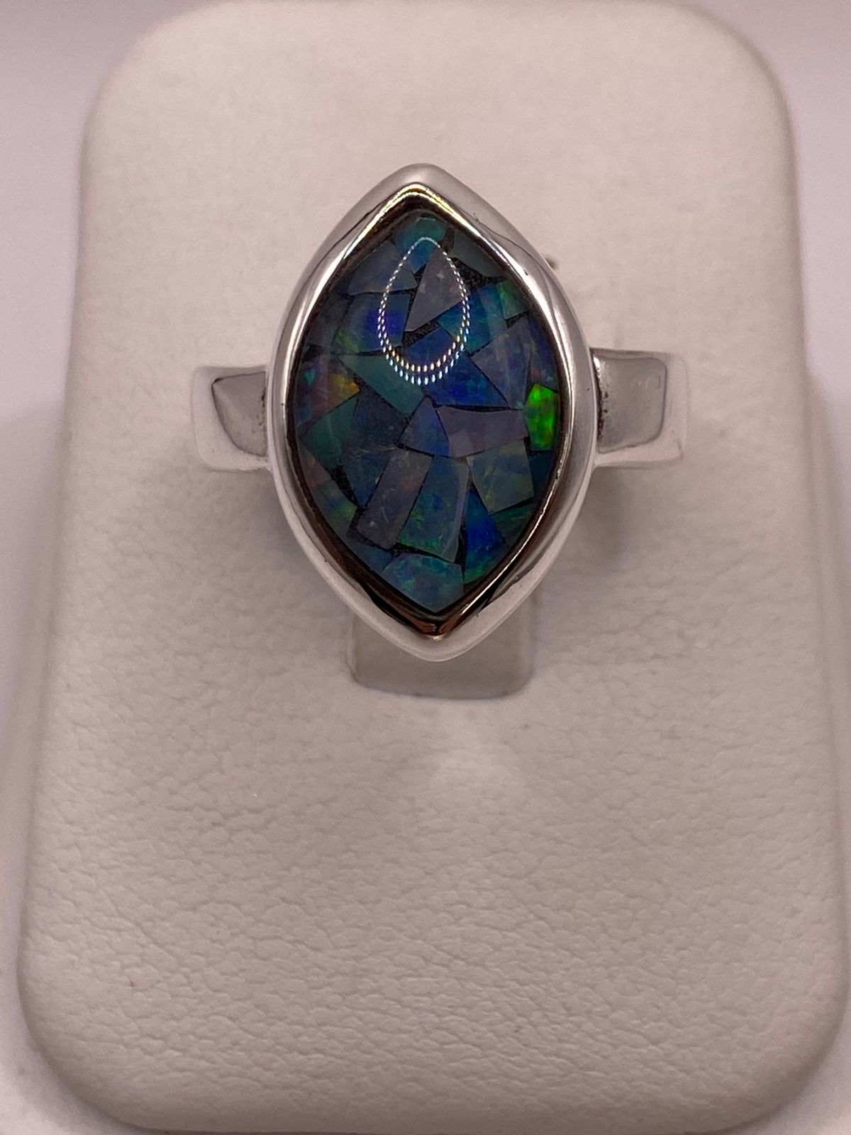 Anillo de Plata Ley 925 con Ópalo Mosaico, vista frontal