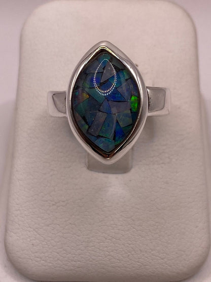 Anillo de Plata Ley 925 con Ópalo Mosaico, vista frontal