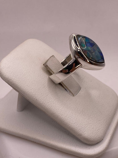 Anillo de Plata Ley 925 con Ópalo Mosaico, vista lateral