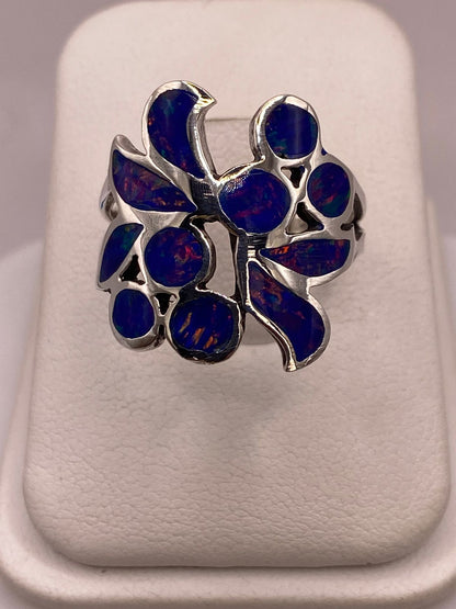 Anillo de Plata Ley 925 con Ópalo Azul, vista superior