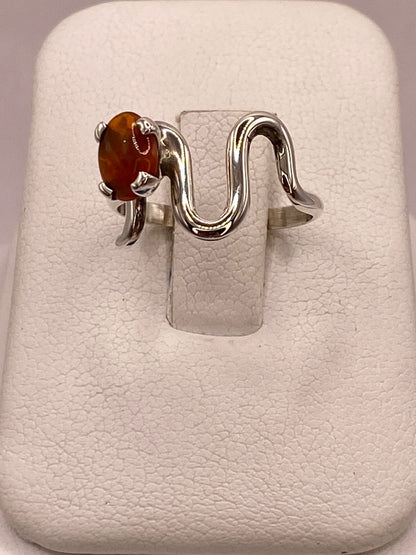 Anillo de Plata Ley 925 con Piedra Ámbar, vista superior