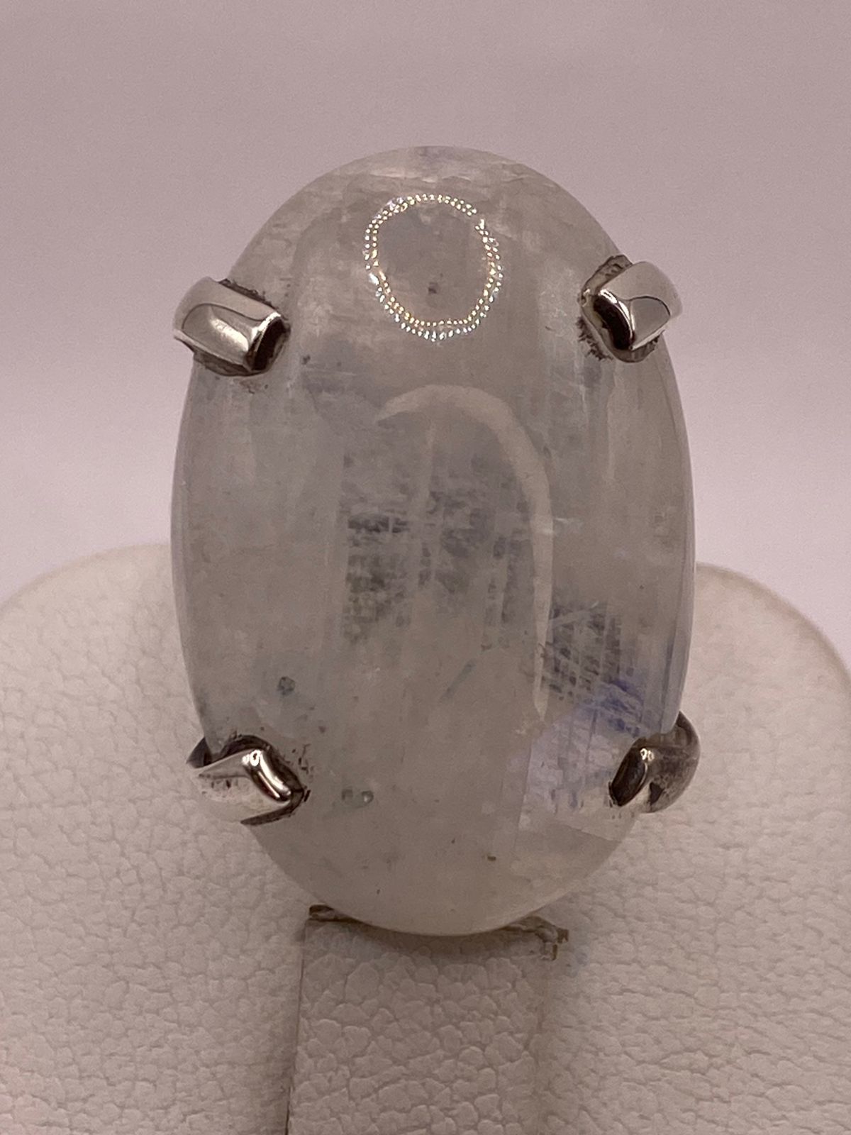 Anillo de Plata Ley 925 con Piedra Luna, sello de autenticidad Plata Ley .925