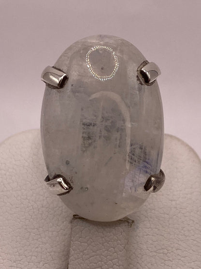 Anillo de Plata Ley 925 con Piedra Luna, sello de autenticidad Plata Ley .925