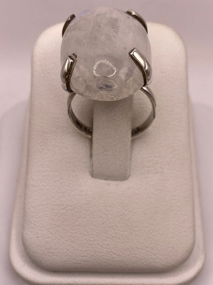 Anillo de Plata Ley 925 con Piedra Luna, vista frontal