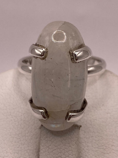 Anillo de Plata Ley 925 con Piedra Luna Natural, vista superior