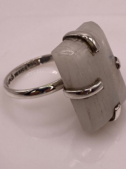 Anillo de Plata Ley 925 con Piedra Luna Natural, sello de autenticidad Plata Ley .925