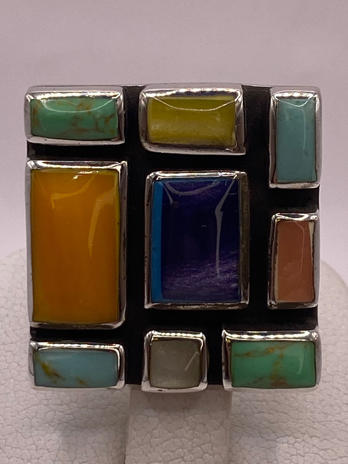Anillo de Plata Ley 925 con Piedras Naturales Multicolor, sello de autenticidad Plata Ley .925