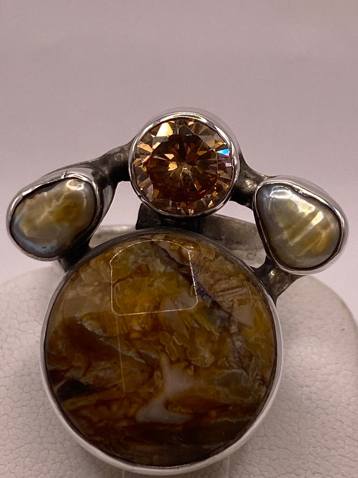 Anillo de Plata Ley 925 con Piedras Naturales Multicolor, sello de autenticidad Plata Ley .925