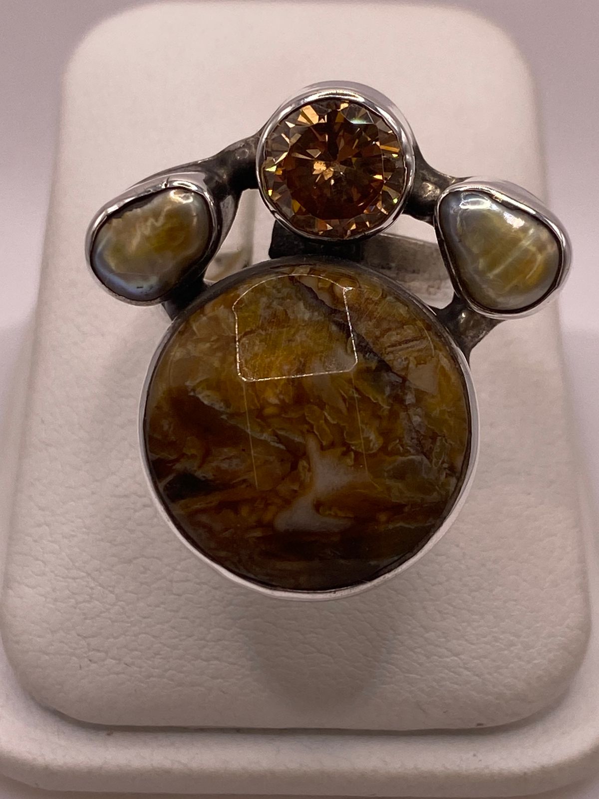 Anillo de Plata Ley 925 con Piedras Naturales Multicolor, vista superior
