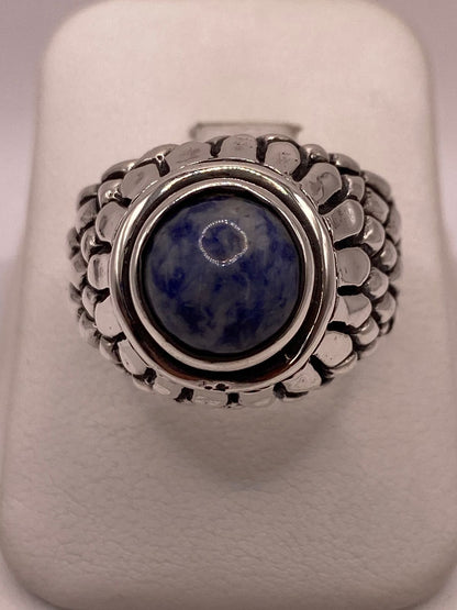 Anillo de Plata Ley 925 con Sodalita Azul, vista frontal