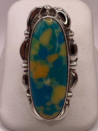 Anillo de Plata Ley 925 con Turquesa Multicolor, vista de detalle