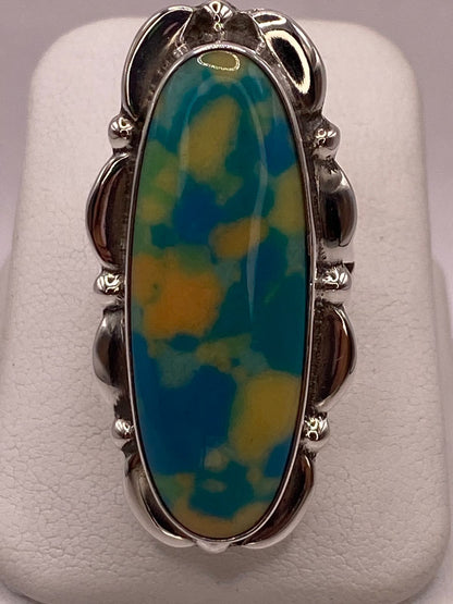 Anillo de Plata Ley 925 con Turquesa Multicolor — ángulo diagonal