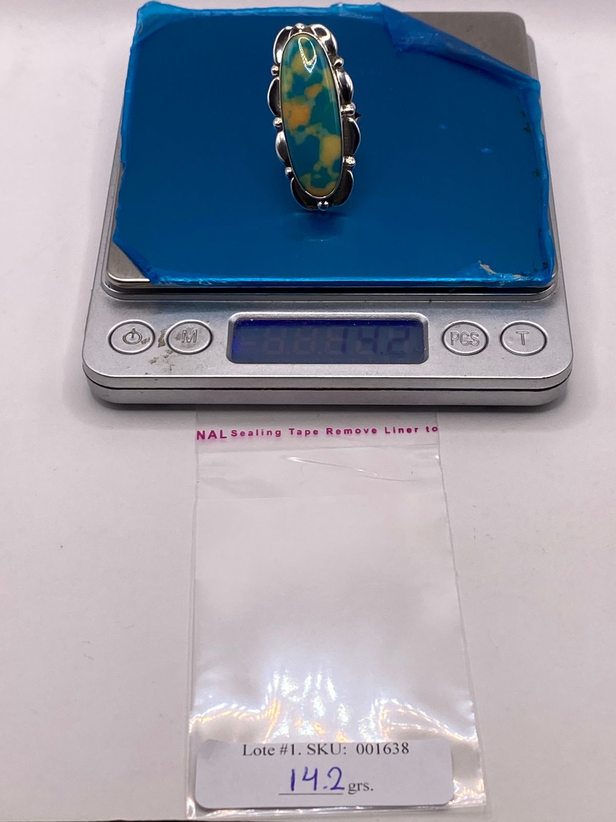 Anillo de Plata Ley 925 con Turquesa Multicolor, peso en gramos (báscula)