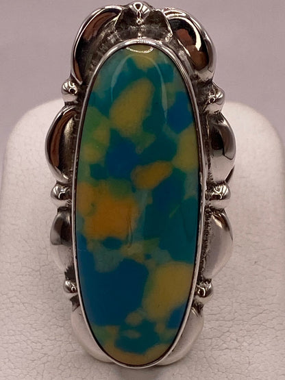 Anillo de Plata Ley 925 con Turquesa Multicolor, sello de autenticidad Plata Ley .925