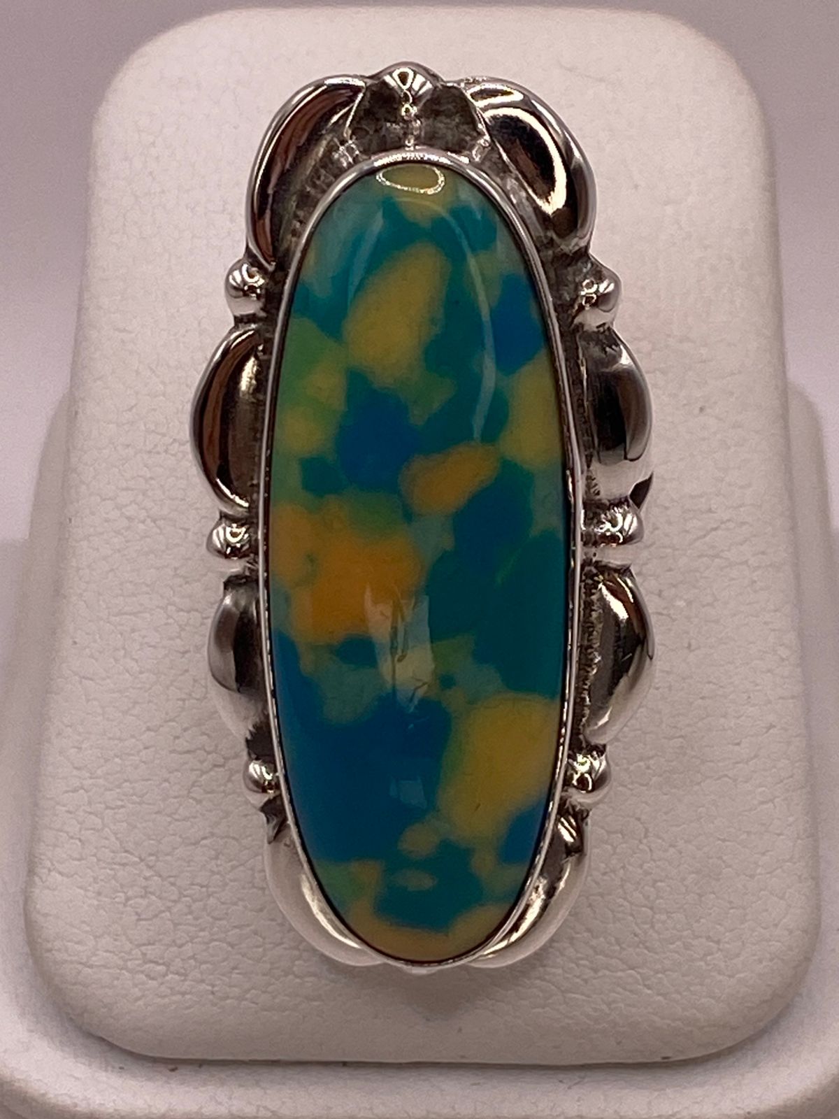 Anillo de Plata Ley 925 con Turquesa Multicolor, vista frontal