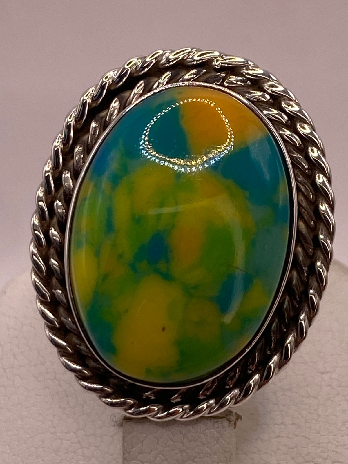 Anillo de Plata Ley 925 con Turquesa Multicolor, sello de autenticidad Plata Ley .925