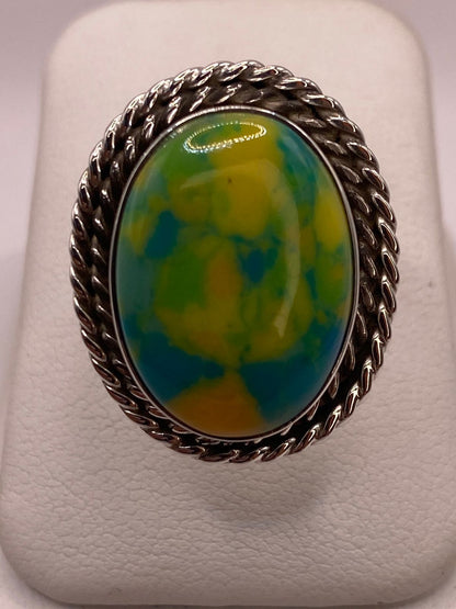 Anillo de Plata Ley 925 con Turquesa Multicolor — ángulo diagonal