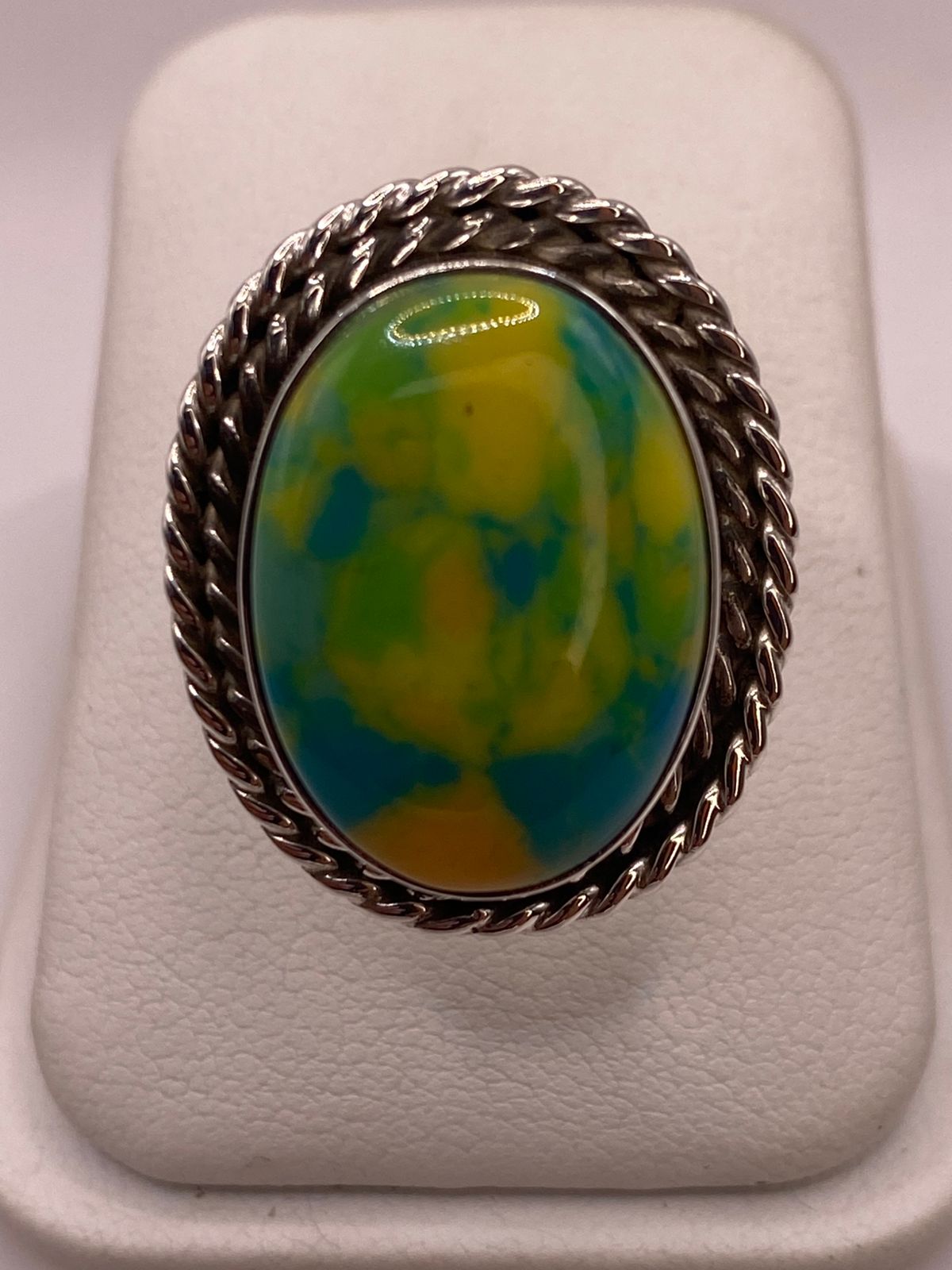 Anillo de Plata Ley 925 con Turquesa Multicolor, vista frontal