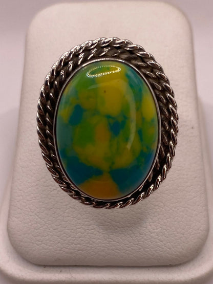 Anillo de Plata Ley 925 con Turquesa Multicolor, vista frontal