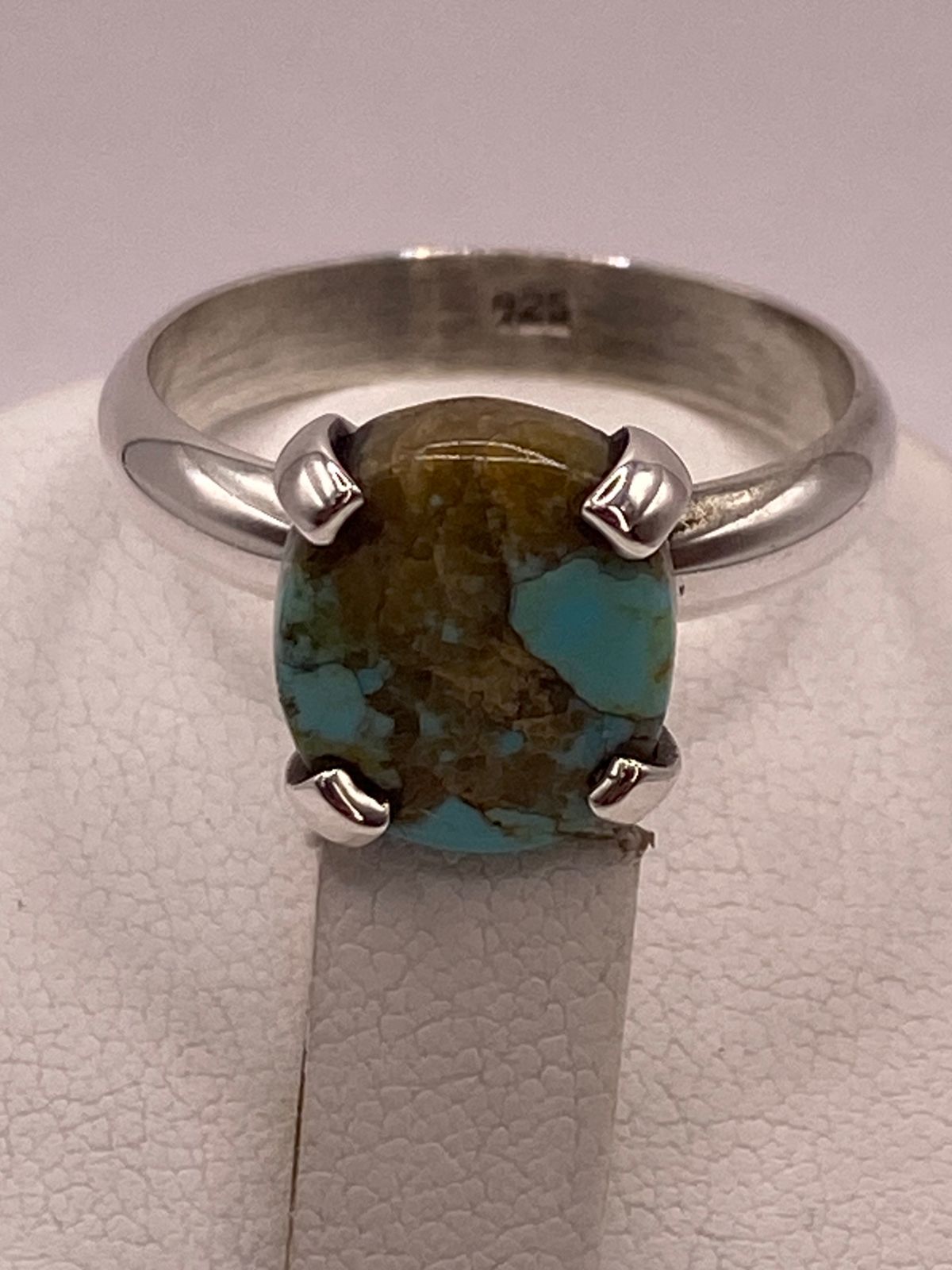Anillo de Plata Ley 925 con Turquesa Natural, sello de autenticidad Plata Ley .925