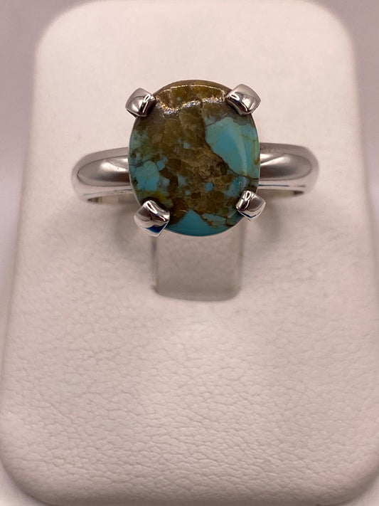 Anillo de Plata Ley 925 con Turquesa Natural — vista lateral
