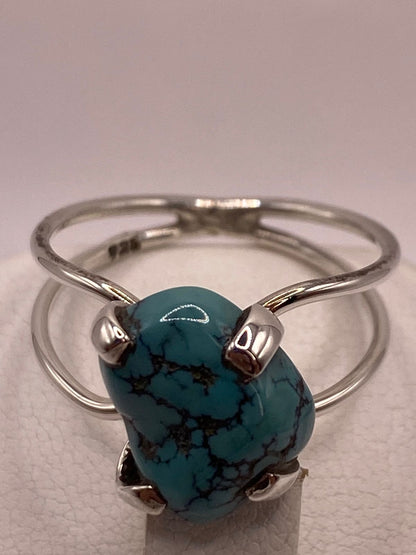 Anillo de Plata Ley 925 con Turquesa Natural, sello de autenticidad Plata Ley .925