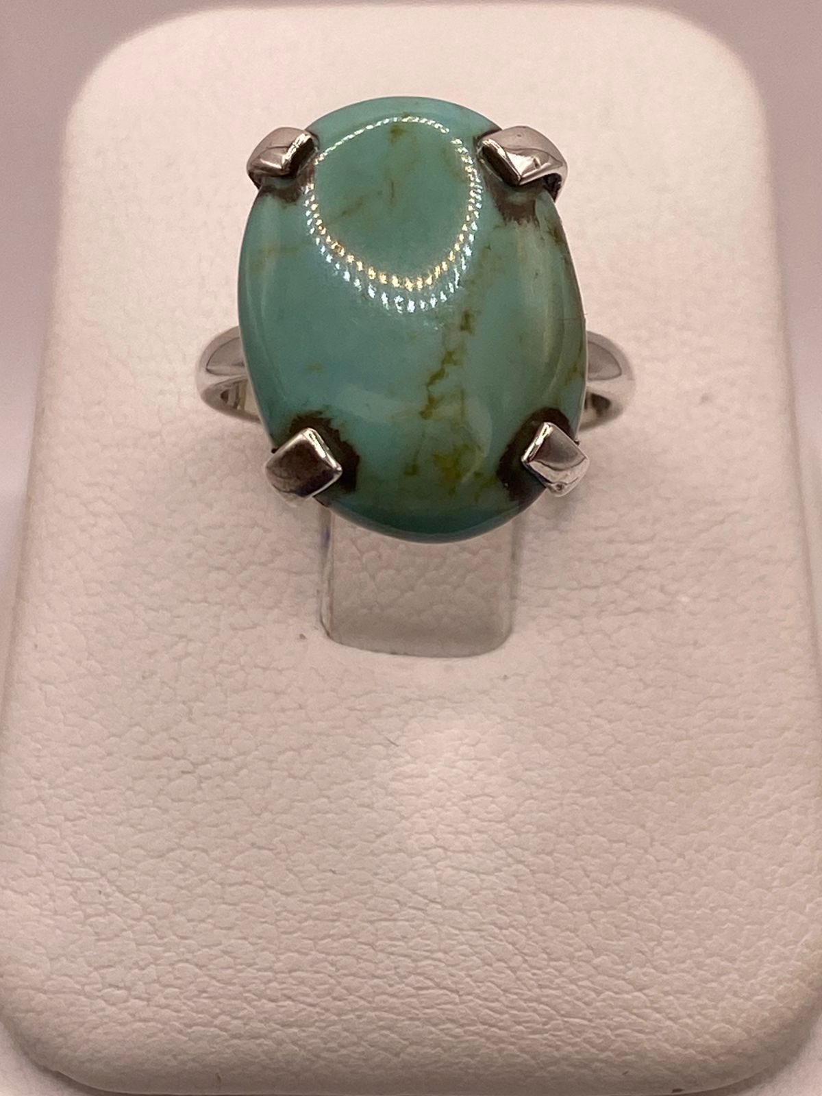 Anillo de Plata Ley 925 con Turquesa Natural, vista lateral
