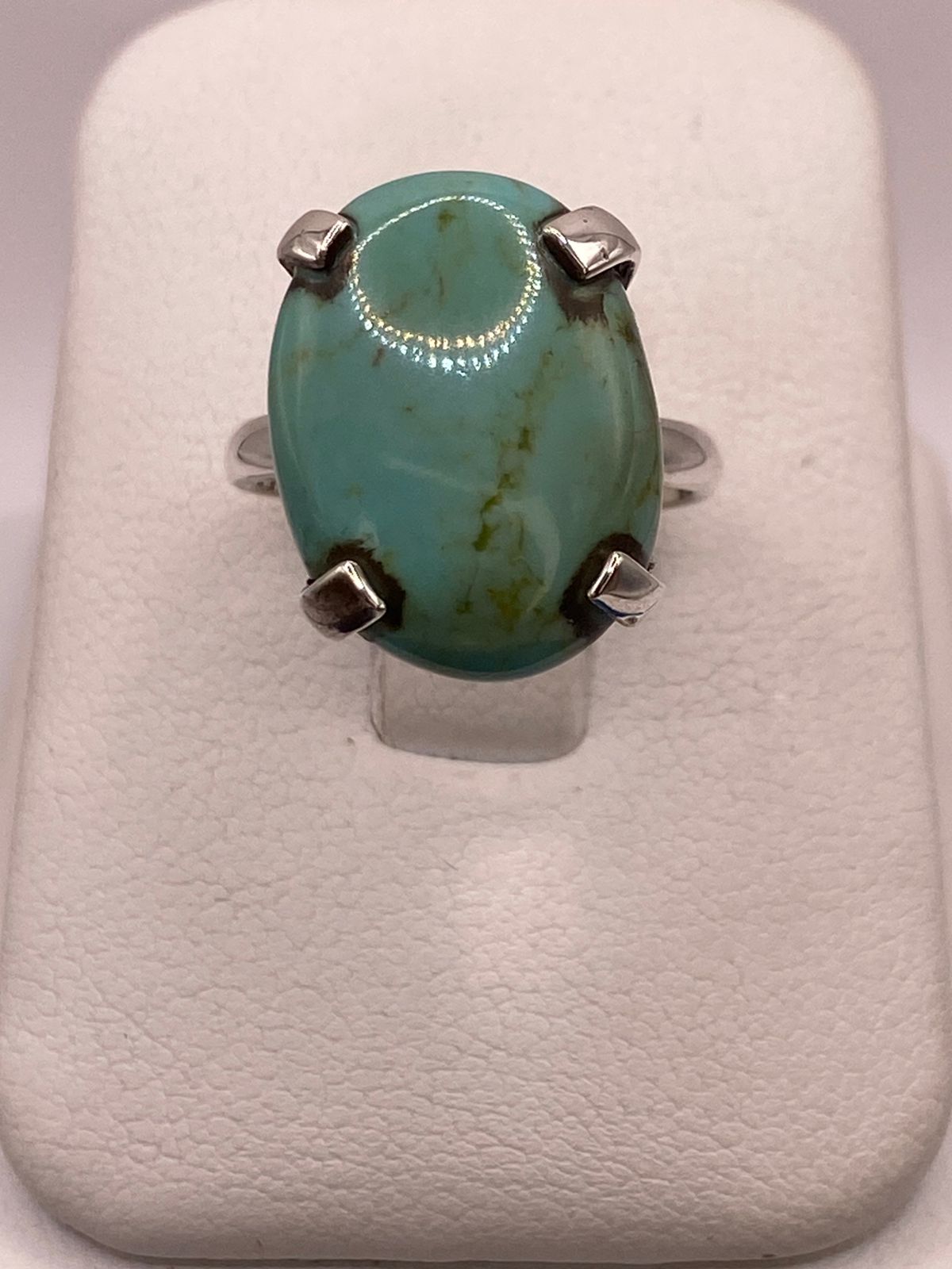 Anillo de Plata Ley 925 con Turquesa Natural — vista lateral