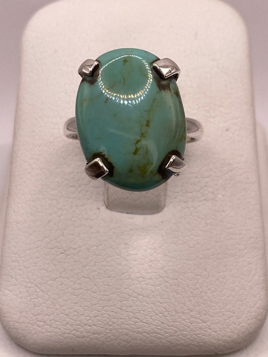 Anillo de Plata Ley 925 con Turquesa Natural — vista lateral