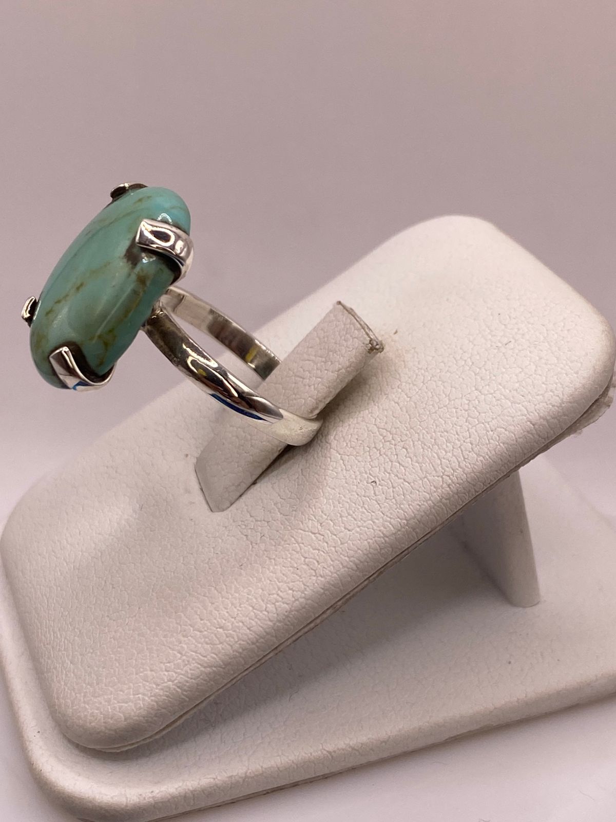 Anillo de Plata Ley 925 con Turquesa Natural, vista frontal