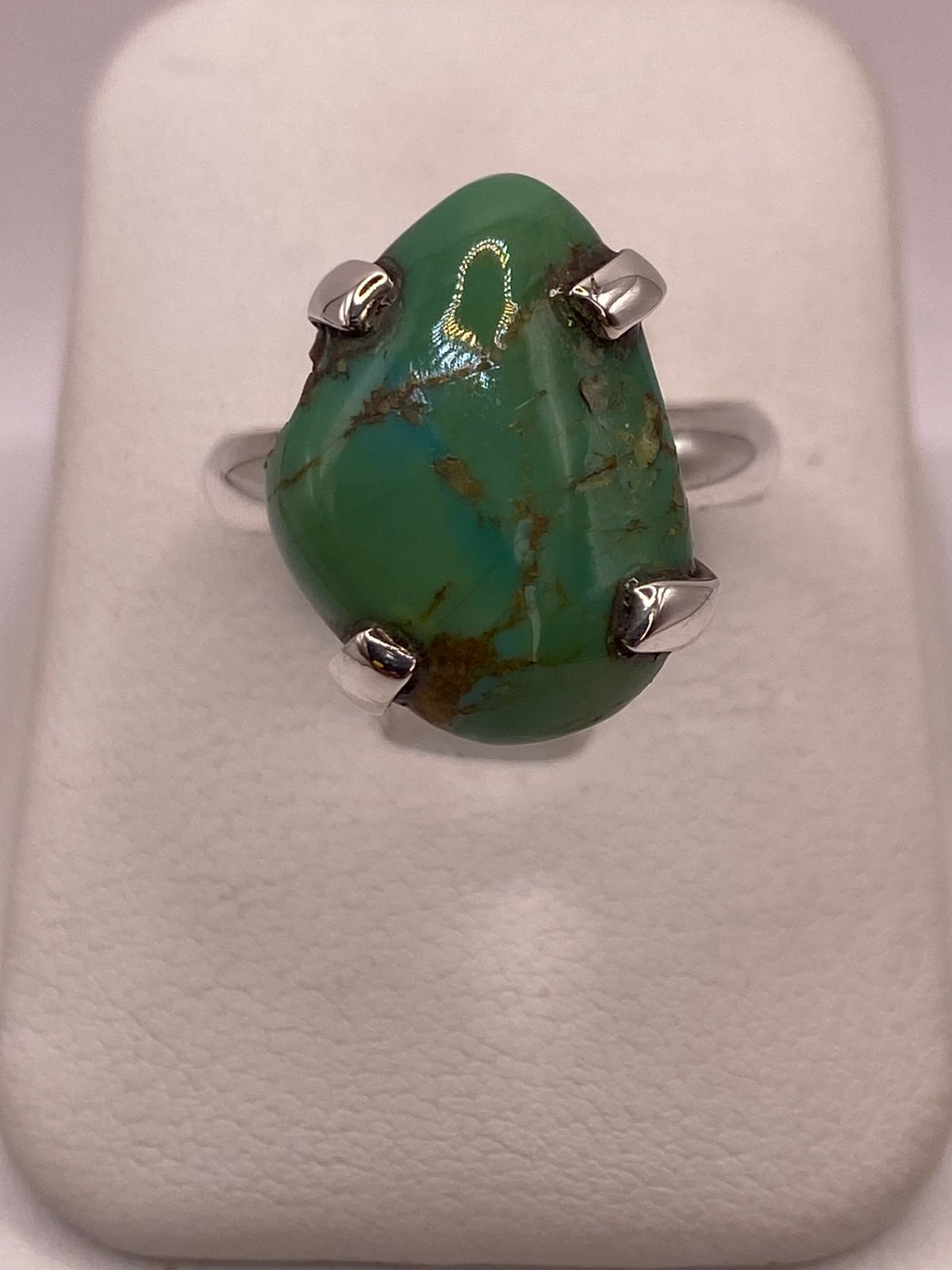 Anillo de Plata Ley 925 con Turquesa Natural, vista superior